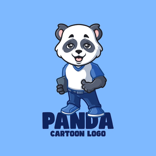 Logotipo de la mascota creativa linda de Panda Drink