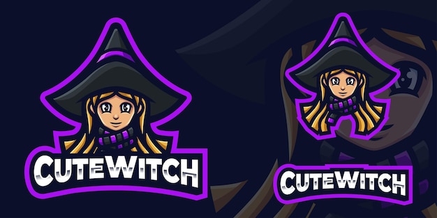 Logotipo de la mascota de cute witch gaming para el streamer y la comunidad de esports