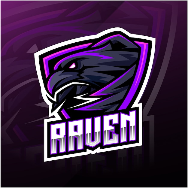 Logotipo de la mascota del deporte cuervo