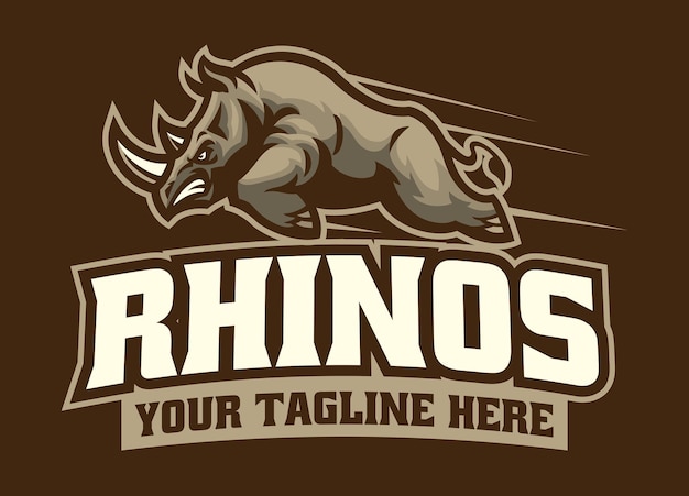 El logotipo de la mascota deportiva del rinoceronte