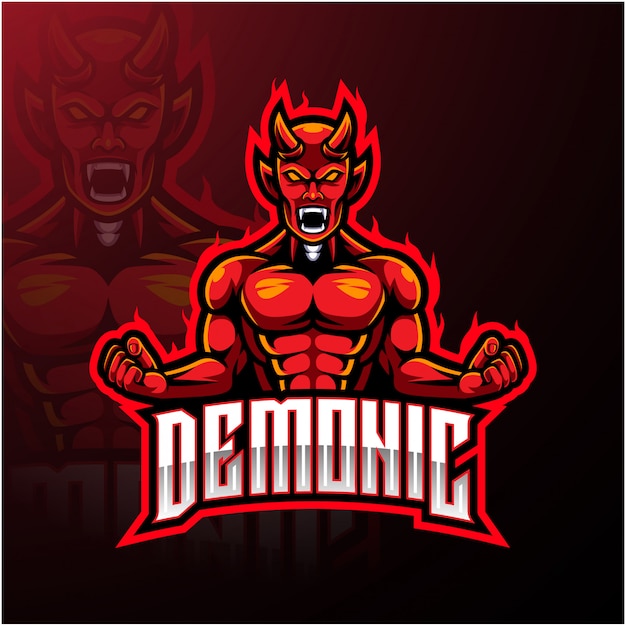 Logotipo de la mascota del diablo rojo enojado