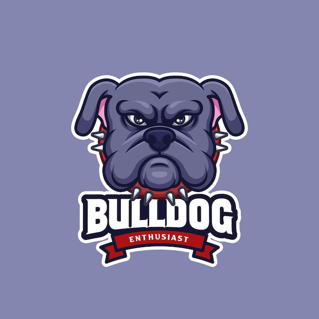 Logotipo de mascota de dibujos animados creativo entusiasta de Bulldog