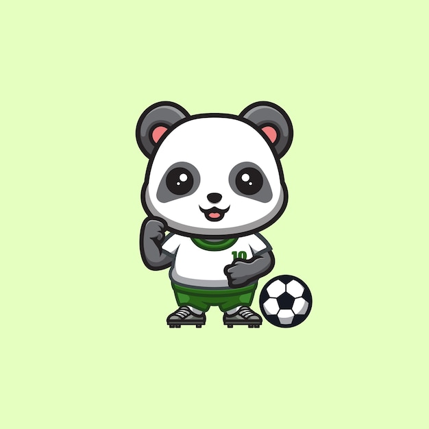 Logotipo de la mascota de dibujos animados Kawaii creativo lindo de Panda Football