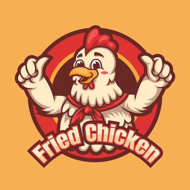 logotipo de mascota de dibujos animados de pollo colorido