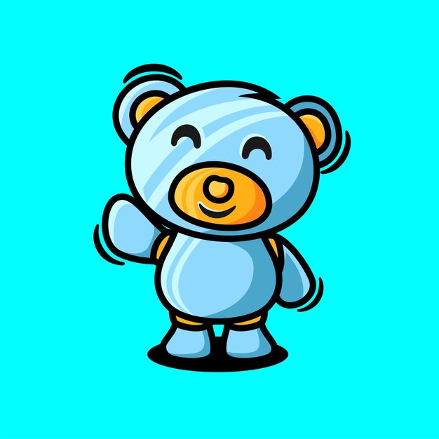 Logotipo de mascota de dibujos animados de robot de oso de peluche lindo, estilo de diseño plano