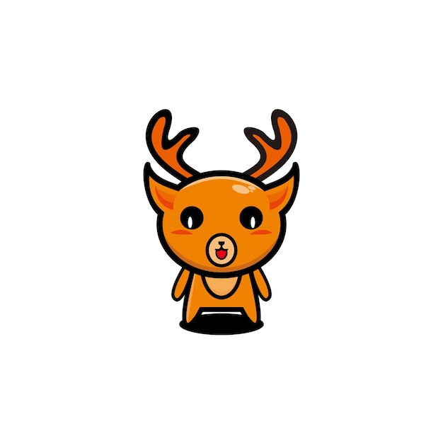 Logotipo de la mascota del diseño del carácter del arte lindo de los ciervos
