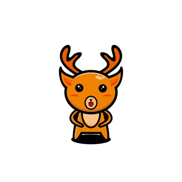 Logotipo de la mascota del diseño del carácter del arte lindo de los ciervos