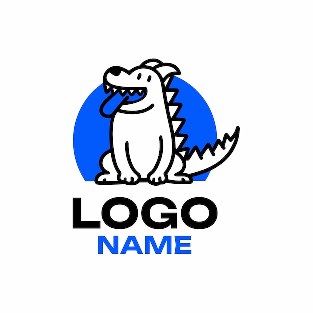 El logotipo de la mascota del dragón de dibujos animados