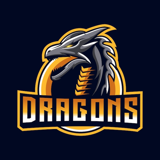 El logotipo de la mascota de los dragones es un buen uso para la insignia del emblema de identidad del símbolo y más