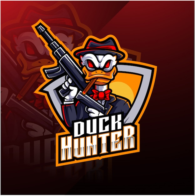 Logotipo de la mascota de duck hunter esport