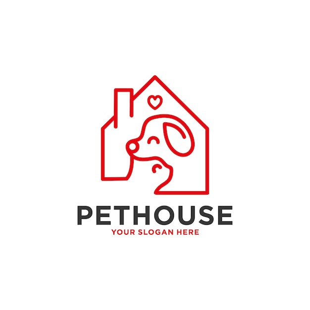 Logotipo de mascota con elemento creativo con vector premium de objeto de perro y gato