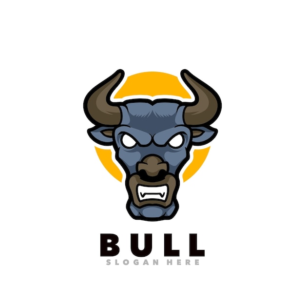 Logotipo de mascota enojada cabeza de toro