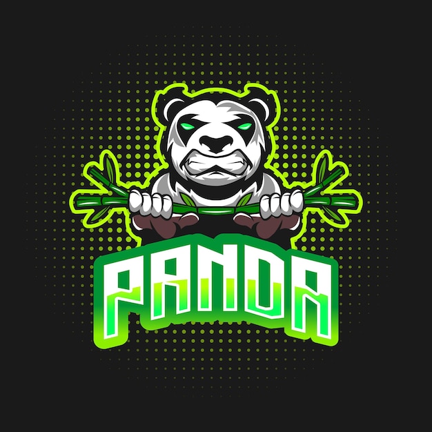 logotipo de la mascota enojada panda linda