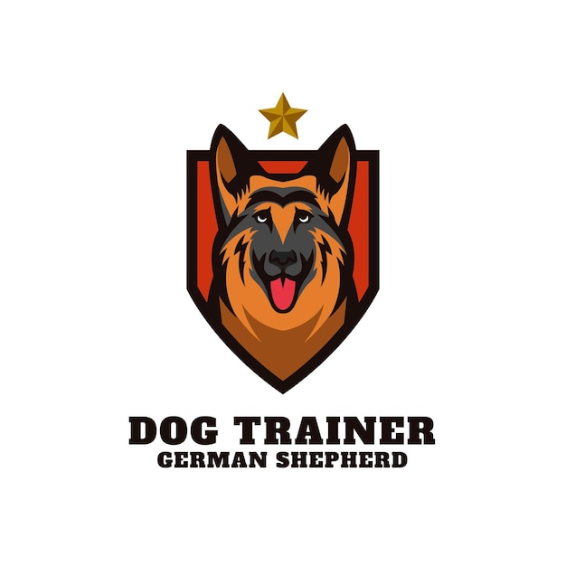 Logotipo de la mascota del entrenador de perros de pastor alemán