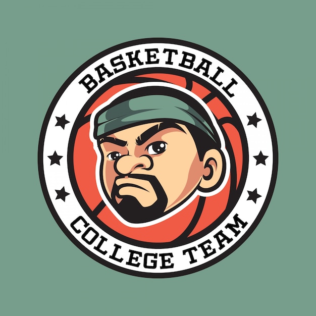 Vector logotipo de la mascota del equipo de baloncesto vintage