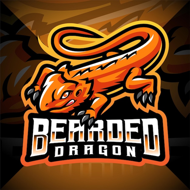 Logotipo de la mascota del esport del dragón barbudo