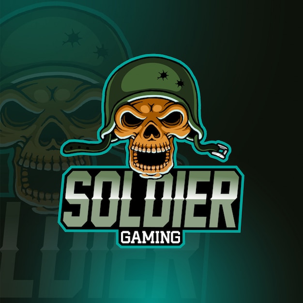 Logotipo de la mascota del esport del ejército del cráneo