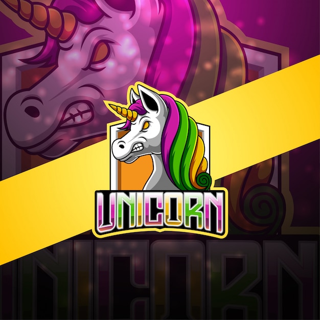 Logotipo de la mascota de esport unicornio