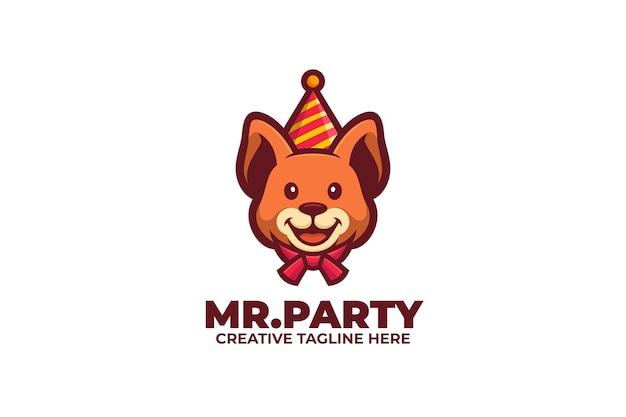 Logotipo de la mascota de la fiesta del perro feliz