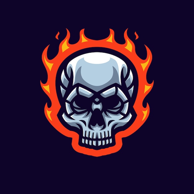 Logotipo de la mascota de Fire Skull Gaming para Esports Streamer y Community