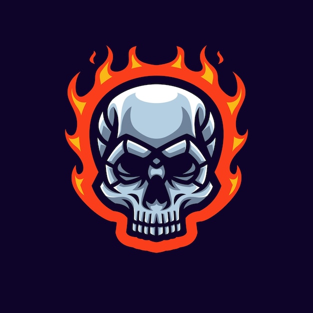 Vector logotipo de la mascota de fire skull gaming para esports streamer y community