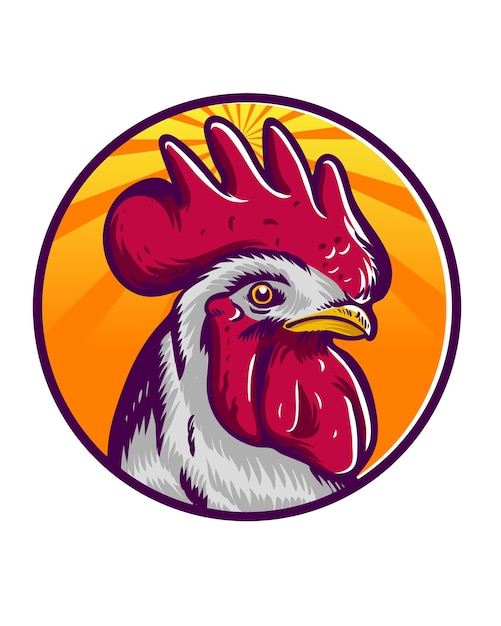 Logotipo de mascota de gallo para cosas de granjero o icono de imagen de marca