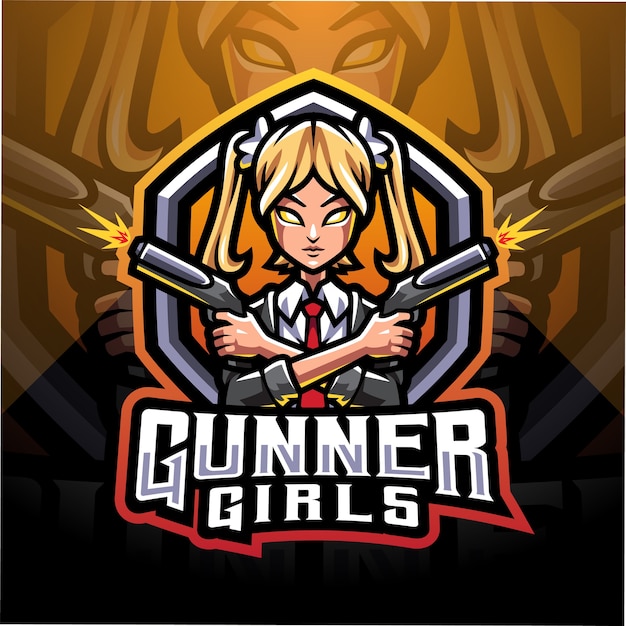 Logotipo de la mascota de girls gunner esport