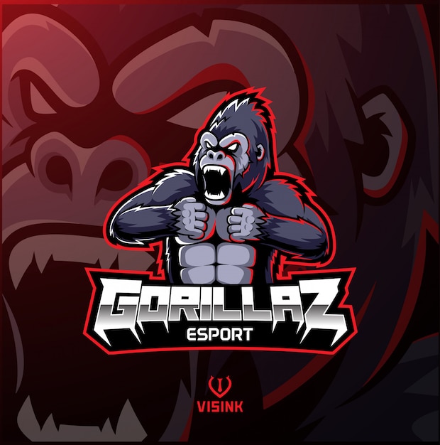 Logotipo de la mascota gorila enojado desain