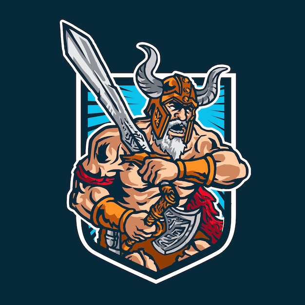Logotipo de la mascota del guerrero bárbaro