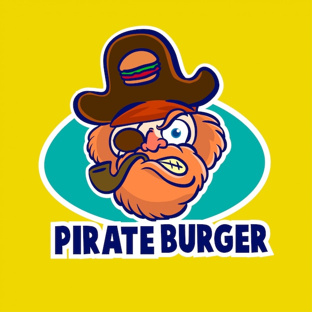 Vector logotipo de la mascota de la hamburguesa pirata