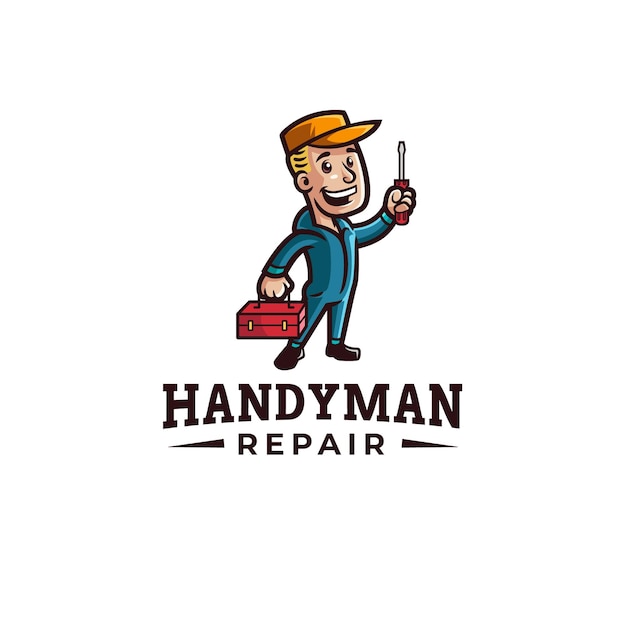 Logotipo de la mascota de Handyman Vintage