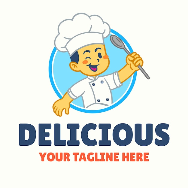 El logotipo de la mascota de Happy Chef