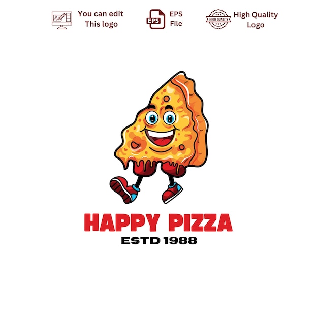 El logotipo de la mascota de Happy Pizza