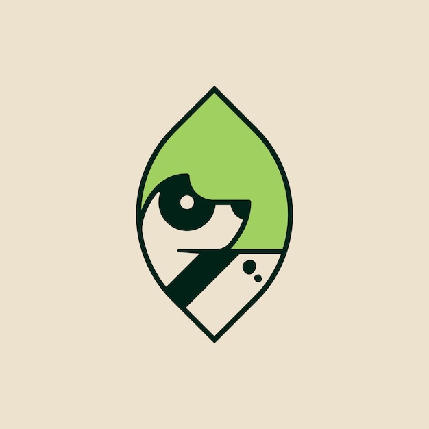 logotipo de mascota de hoja de perro simple y amigable