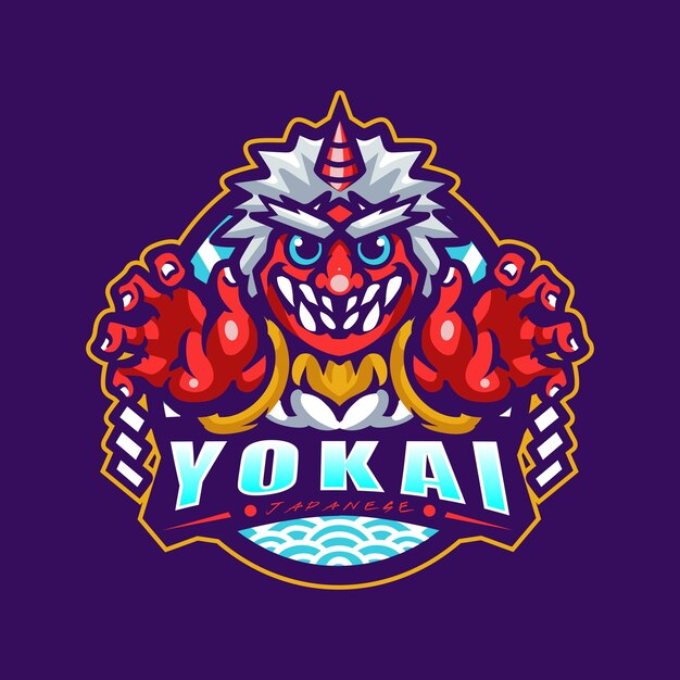 Vector logotipo de la mascota japonesa yokai