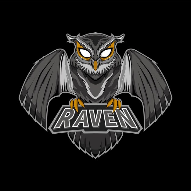 Logotipo de la mascota del juego black owl esport