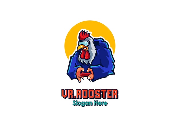 Logotipo de la mascota del juego con joystick y vr