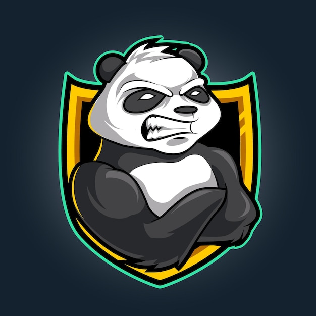 Logotipo de mascota de juego panda aislado