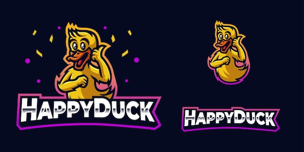 Vector logotipo de mascota de juego de pato lindo y feliz para esports streamer y comunidad