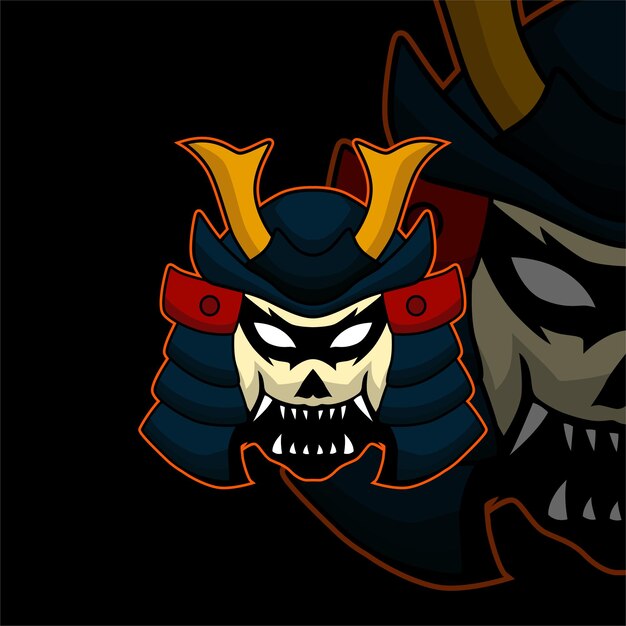 logotipo de la mascota del juego samurai head esport