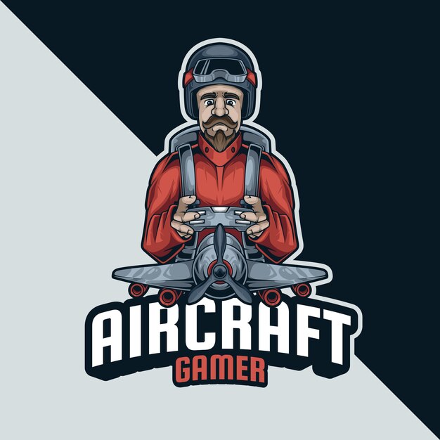 Logotipo de la mascota del jugador de aviones