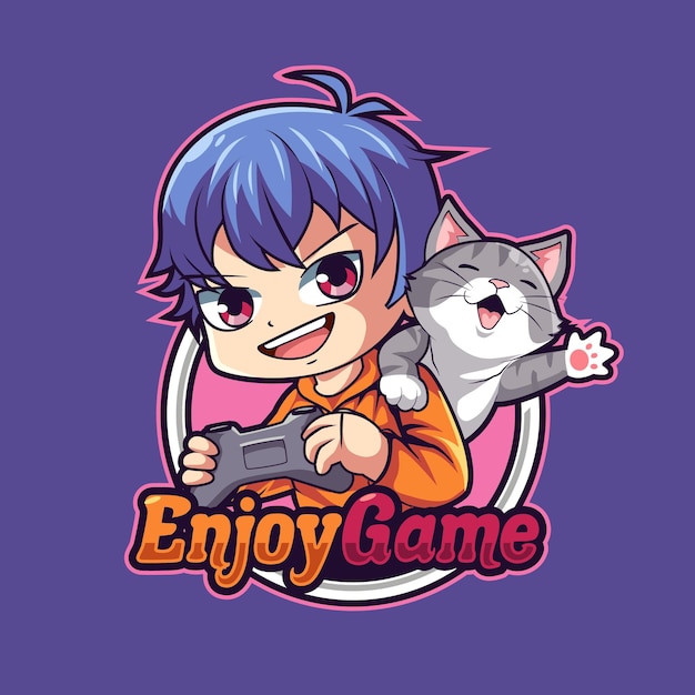 Logotipo de la mascota del jugador del niño niño