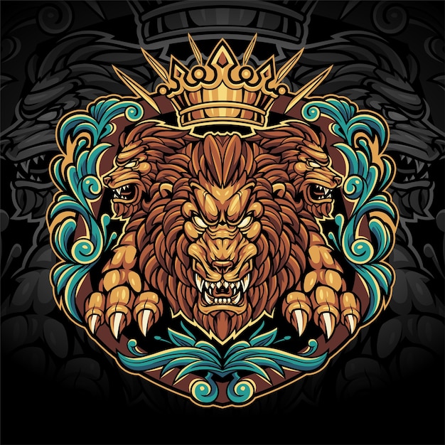 El logotipo de la mascota de king lions esport