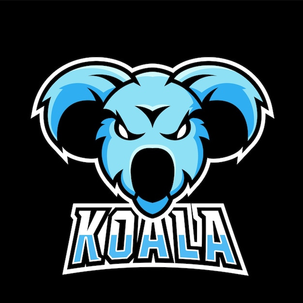 Vector logotipo de la mascota de koala sport y esport gaming