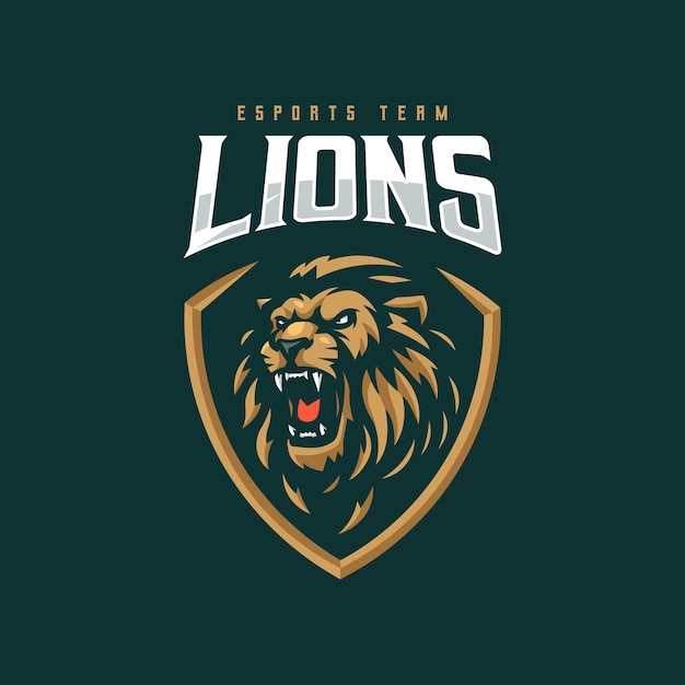 El logotipo de la mascota del león enojado rugiendo