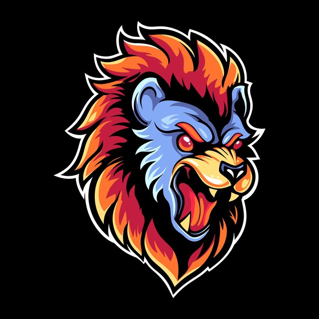 El logotipo de la mascota del león para Esport El diseño de la camiseta del león El logotipo del león