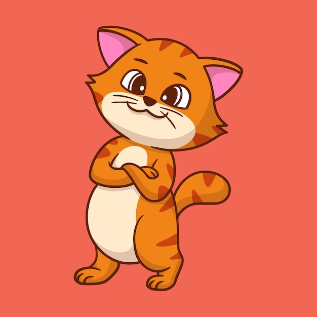 Logotipo de la mascota linda del gato fresco del diseño animal de la historieta