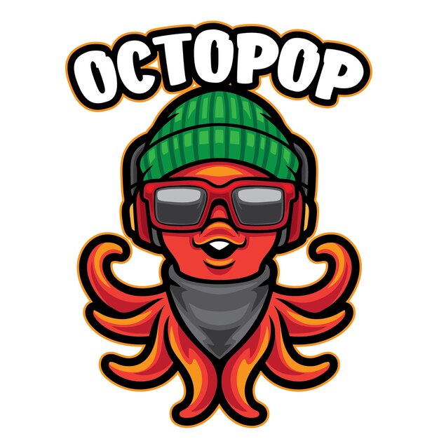 Logotipo de la mascota linda del pulpo