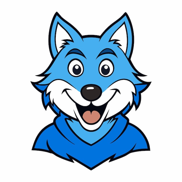 El logotipo de la mascota del lobo azul audaz con ojos afilados y pelaje definido que encarna la fuerza y la agilidad