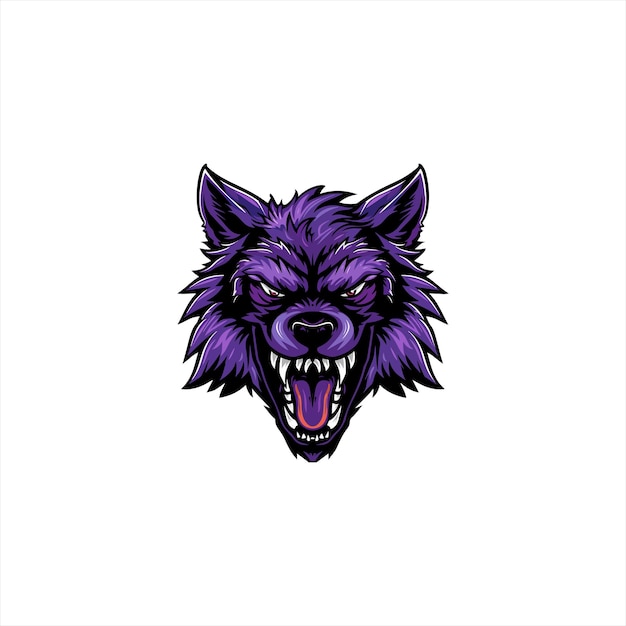 El logotipo de la mascota del lobo enojado